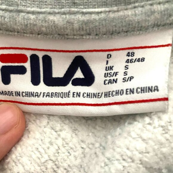 Fila Men's Garran Fleece Crew long sleeve Sweatshirt, gray heather, S - Picture 6 of 6